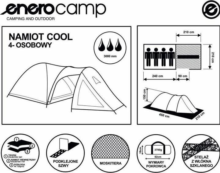 Actual product image Royokamp Tourist tent, grey (4 kg, 4 persons)