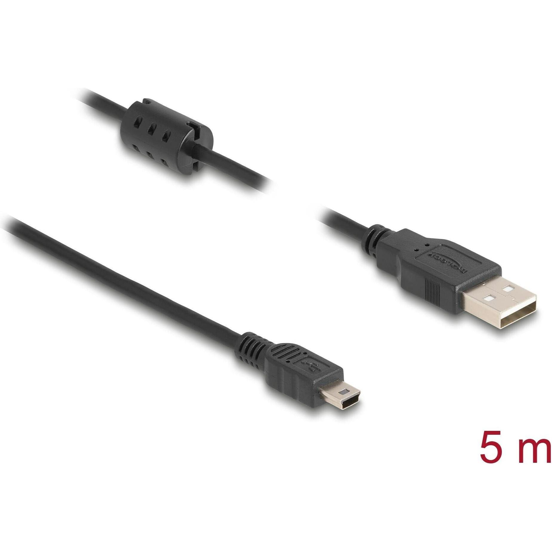 Delock Cavo USB Type-A Plug USB Mini-B Plug 5.0 m (5 m, USB 2.0), Cavo USB