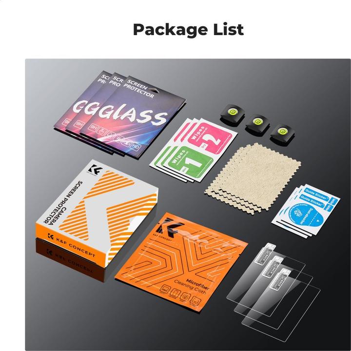 Actual product image K&F Concept Camera Screen Protector*3, with Hot Shoe Level*3, for Sony ZV-1, ZV-1 II, ZV-E10