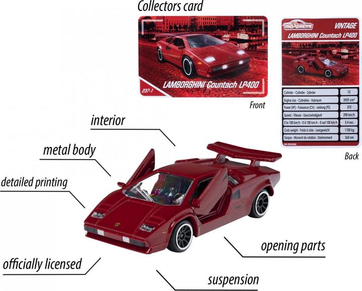 Productafbeelding Majorette Vintage Lamborghini Countach rood