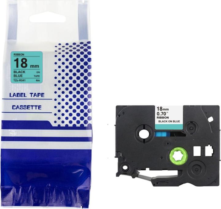 Actual product image Hermex Alternatives Satin-Stoffband zu Brother TZe-R541 Beschriftungsband (1.80 cm, Black, Blue)