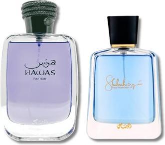 Actual product image Rasasi Hawas For Him EDP 100ml 3.4oz & Shuhrah Pour Homme EDP 90ml 3.0oz (Eau de parfum, 100 ml)