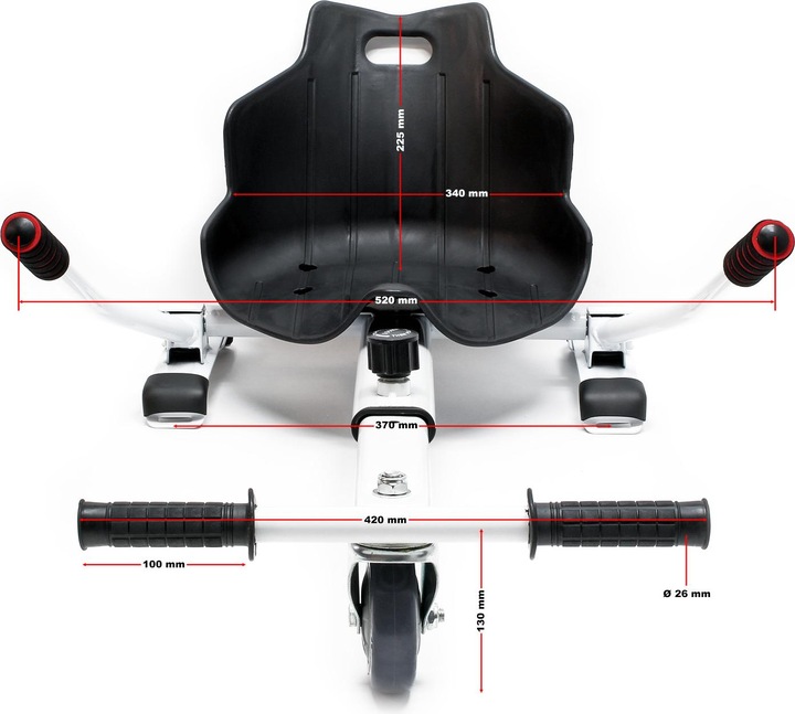 Produktbild Wiltec Sitzscooter Blau verstellbarer Kartsitz 120kg kompatibel mit Hoverboard