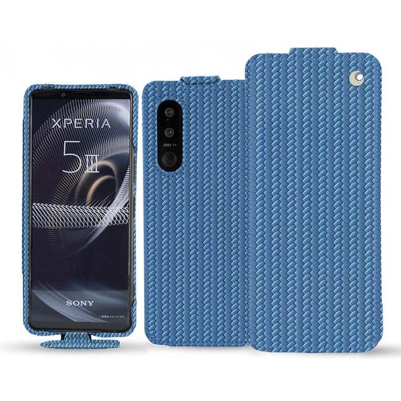 Noreve Lederschutzhülle vertikal (Sony Xperia 5 III), Smartphone Hülle, Blau
