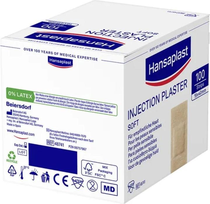Actual product image Hansaplast Soft injection plasters 1.9 cm x 4 cm for sensitive skin, 100 pcs. plasters (100x)