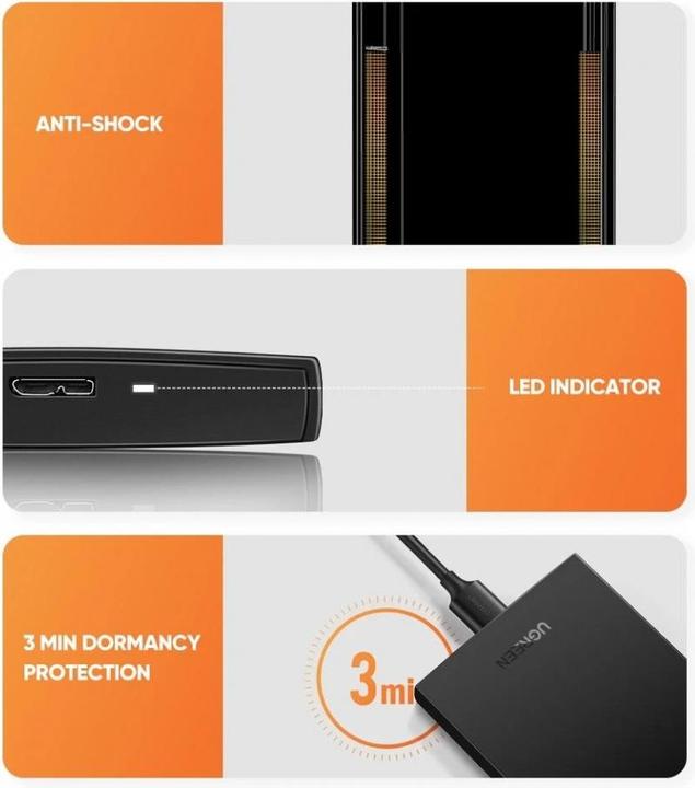 Produktbild Ugreen SSD/HDD-Gehäuse 2,5" USB 3.0 SATA schwarz (CM237) (2.5")