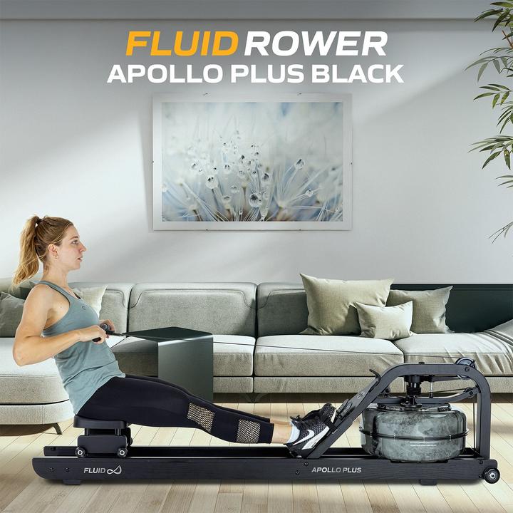 Produktbild Fluid Rower Apollo Plus Black Wasser Rudergerät Dual Rail