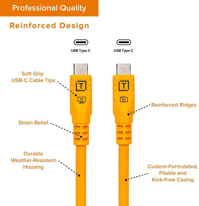 Image du produit Tether Tools TetherPro USB-C Optima 10G gerade orange 1,8m (1.80 m, USB 3.0, USB 3.2 Gen 1, USB 3.2 Gen 2x2)