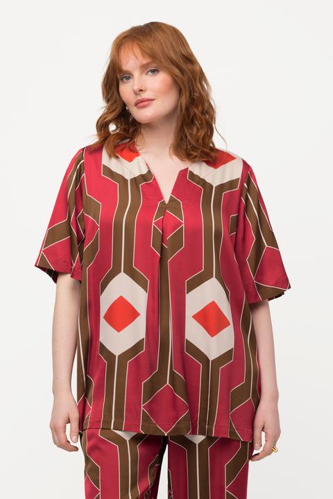 Produktbild Ulla Popken Tunika, Retro-Design, A-Linie, Tunika-Ausschnitt, Halbarm (50, 52)