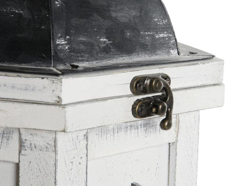 Immagine prodotto DKD Home Decor Laterne Antiker Finish Weiss Dunkelgrau Holz Kristall 19 x 17 x 39 cm