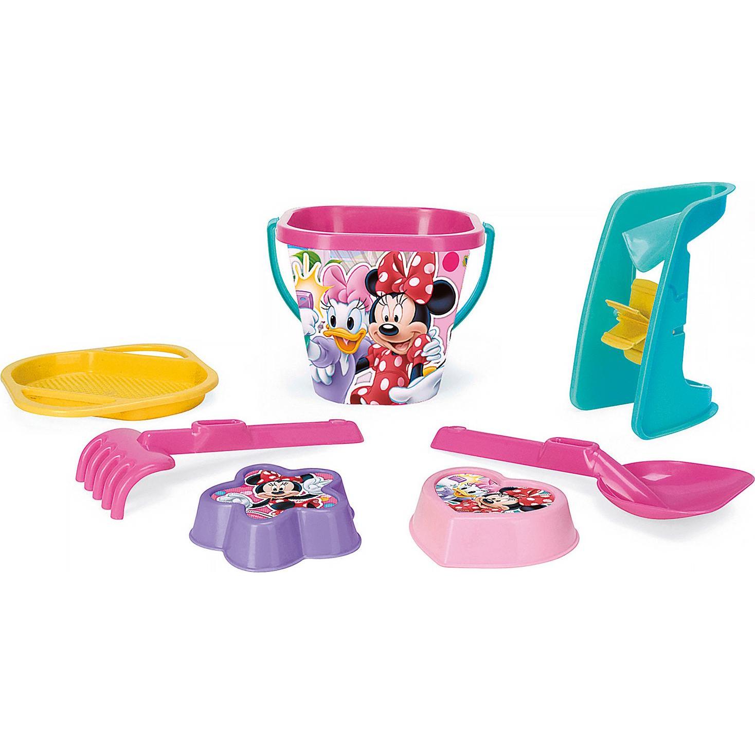 Magni Wader 77442 - Eimergarnitur DISNEY Minnie Mouse mit Eimer, Sieb, Sandmühle, Schaufel, Rechen und 2 S