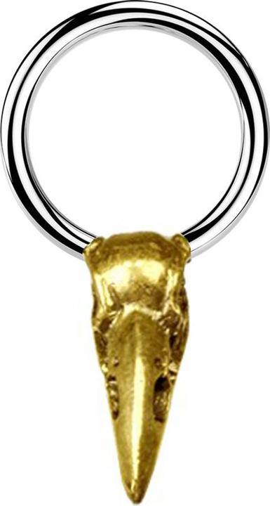 Immagine prodotto Star Piercing Micro Closure Ring silber Krähenschädel vergoldet (Acciaio chirurgico 316L, Ottone)