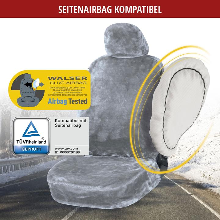Image du produit Walser Housse de siège de voiture en fausse fourrure Teddy, housse de siège de voiture simple, housse en