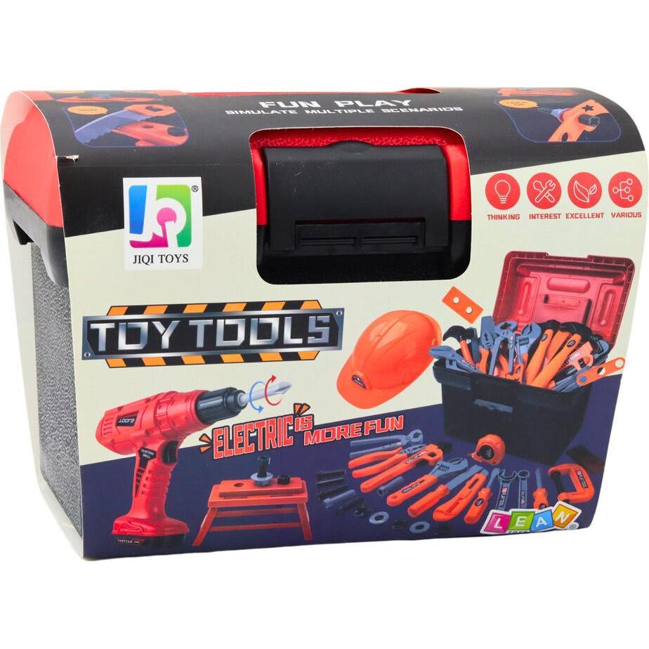 Lean Toys Lean Handwerker-Set Werkzeugkasten Akku-Bohrmaschine 55El