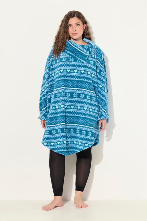 Produktbild Ulla Popken Homewear-Poncho, Norweger, Plüsch, Kragen, recycelt