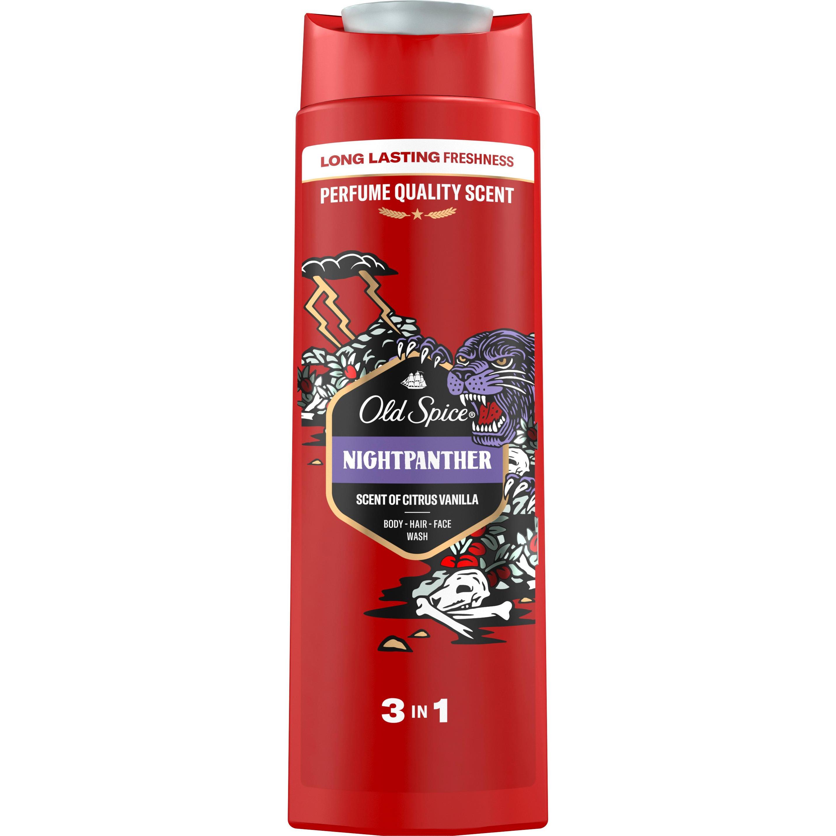 Old Spice, Duschmittel, Night Panther Duschgel & Shampoo Für Männer 400 ml, 3-in-1, Lang Anhaltend Frisch