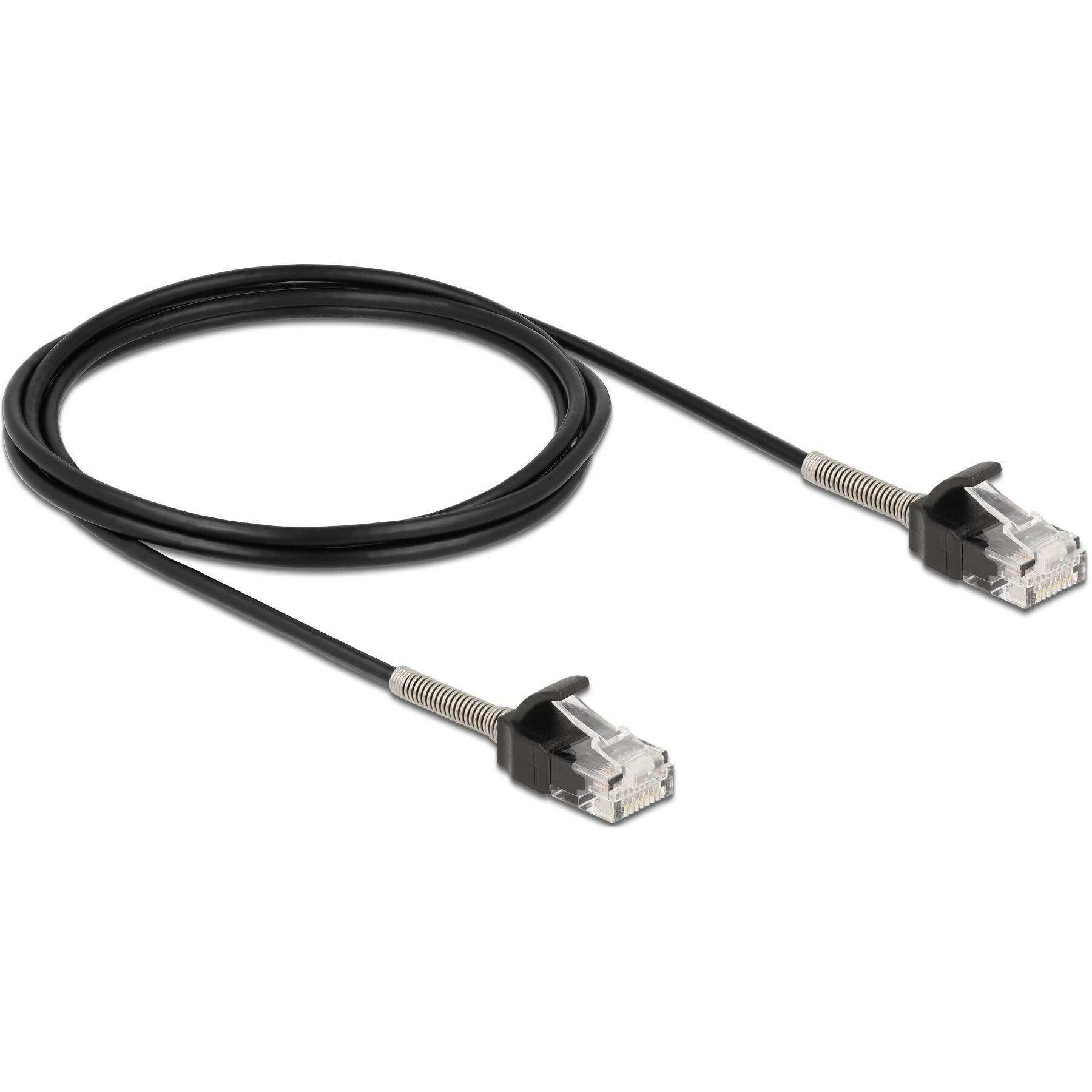 Thumbnail - Delock Kabel RJ45 Stecker zu RJ45 Stecker mit Knickschutz Cat.6A 2 m schwarz (U/UTP, CAT6a, 2 m), Netzwerkkabel
