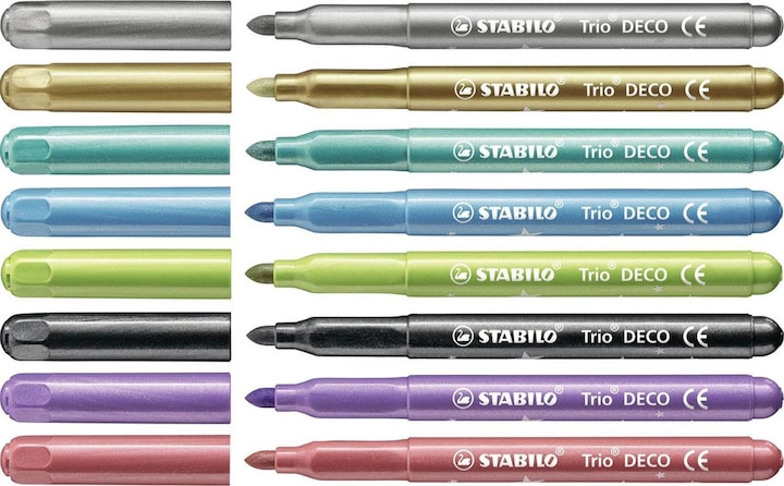 Immagine prodotto STABILO Penne con punta in feltro Trio DECO 8 pezzi (Multicolore, 8 x)