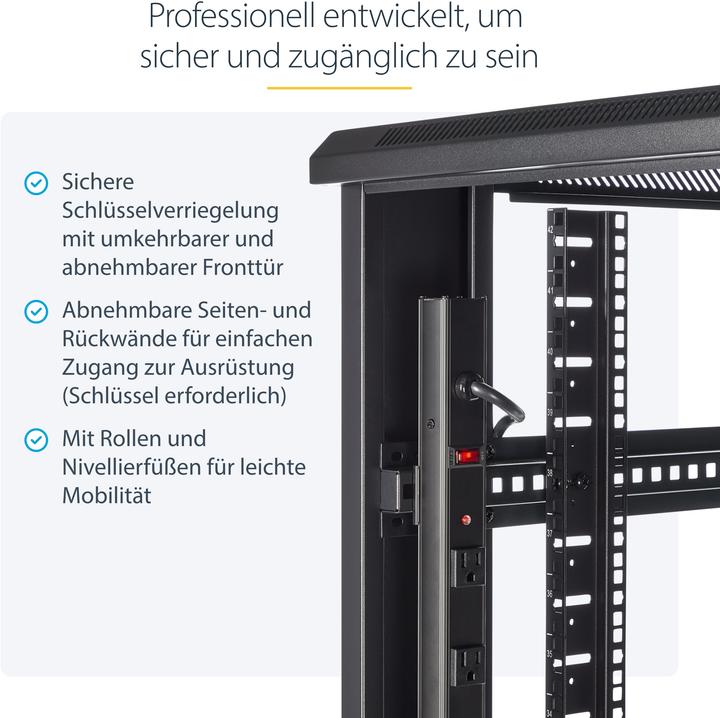 Produktbild StarTech Mount Your Server Or Networking Equipment In This 42u Server Cabinet - 42u Rack (42 HE, 19 Zoll Rack)