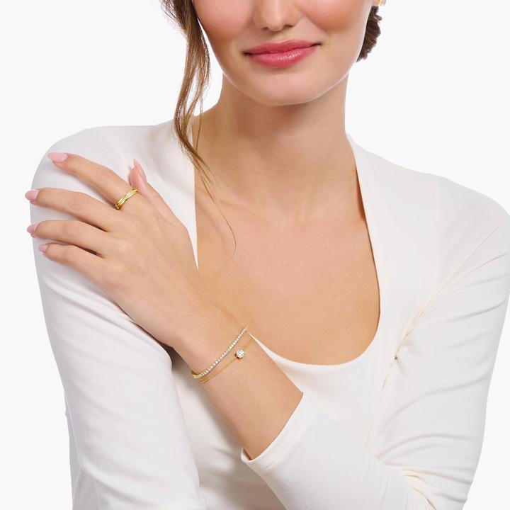 Image du produit Thomas Sabo Bracelet avec pendentif blanc en zirconium doré (19 cm, Argent sterling 925, Or jaune 750 plaqué or)