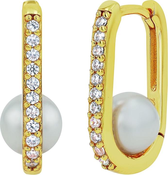 Immagine prodotto Amor Ohrschmuck für Damen, 925 Sterling Silber, Zirkonia synth., Muschelkernperle (Argento 925)