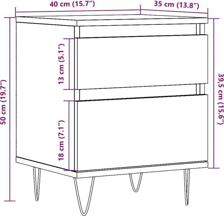 Produktbild vidaXL Nachttisch Nachtschrank Nachtkommode Nachtkonsole 2 Stk. Altholz-Optik (40 x 35 x 50 cm)