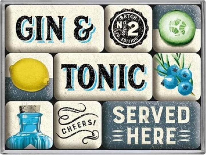 Produktbild Nostalgic-Art Merchandising Magnet-Set Gin & Tonic 9 Stück, Mehrfarbig (9x)