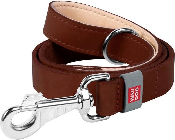Waudog natural leather dog leash 14 mm wide, 122 cm long brown (Chien, Promenade)