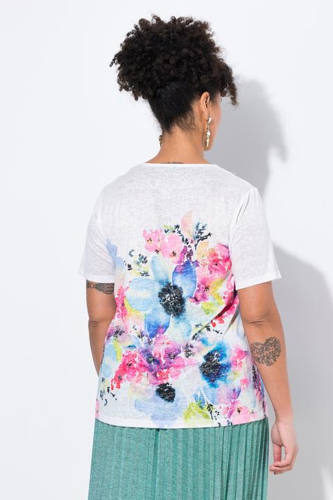 Produktbild Miamoda T-Shirt, Komfort Fit, Blumen-Muster, Glitzersteinchen (60)