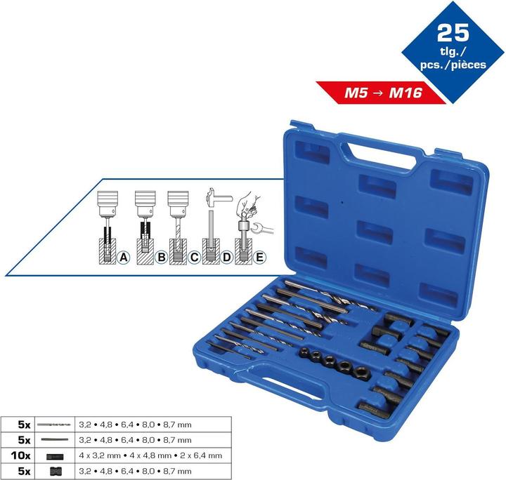 Actual product image Brilliant Tools Screw extractor / drill and guide kit, 25 pcs