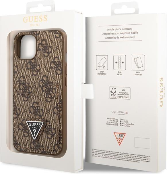 Actual product image Guess PU 4G card holder cover, Braun Series (Apple iPhone 14 Plus)