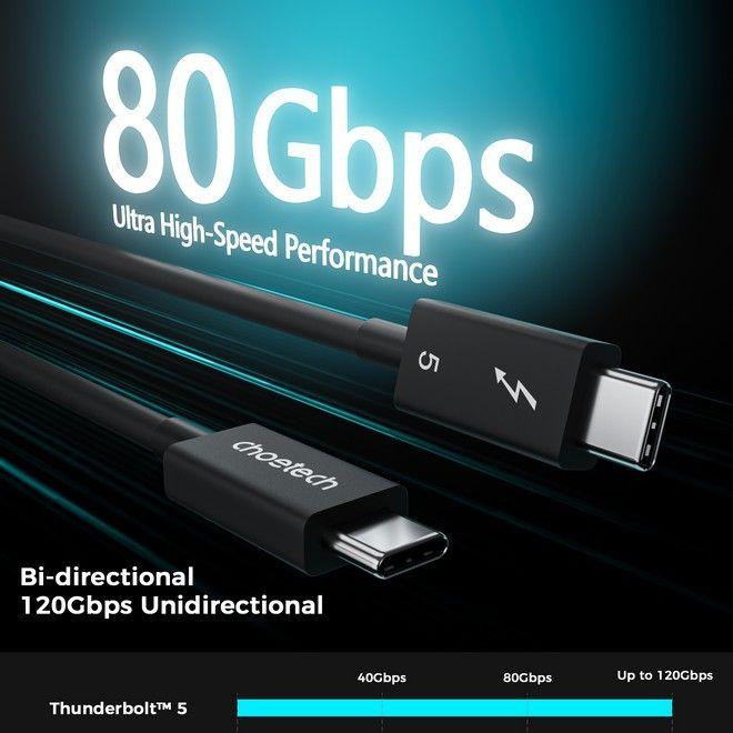 Produktbild Choetech Thunderbolt 5 USB-C zu USB-C Kabel (1 m, 240 W)