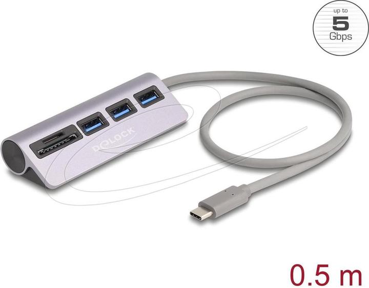 Produktbild Delock 3 Port USB 5 Gbps Hub inklusive SD und Micro SD Card (USB-C, 3 Ports)