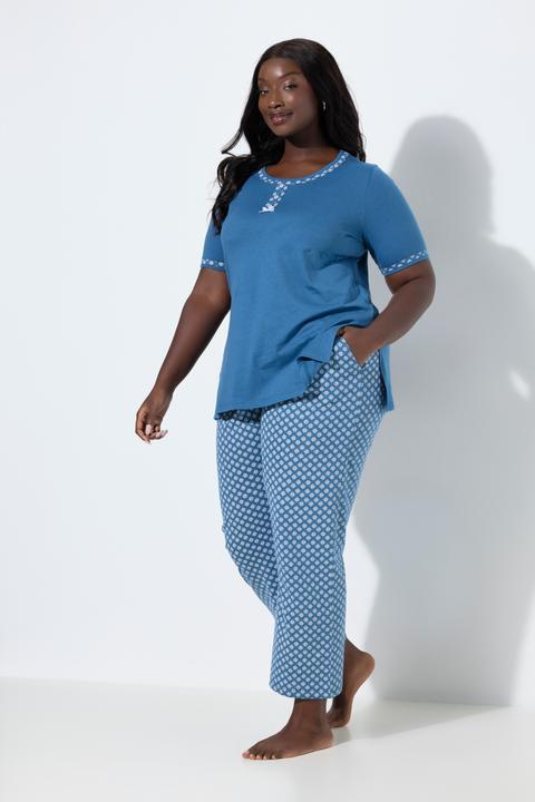 Produktbild Ulla Popken Pyjama, gemustert, Rundhals, Halbarm, Taschen (54)