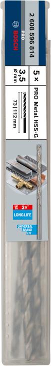 Image du produit Bosch Professional Zubehör Foret hélicoïdal PRO Metal HSS-G, 3,5 x 73 x 112 mm (3,5 mm)