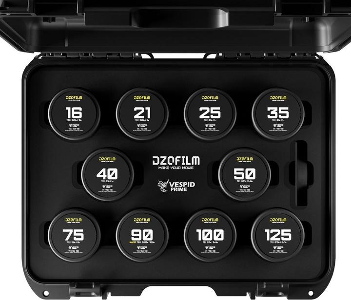 Produktbild Dzofilm Vespid Prime 10-Lens Kit (16 T2.8 + /21/25/35/40/50/75/100/125 T2.1 + Macro 90 T2.8) metric (L-Mount, Vollformat)