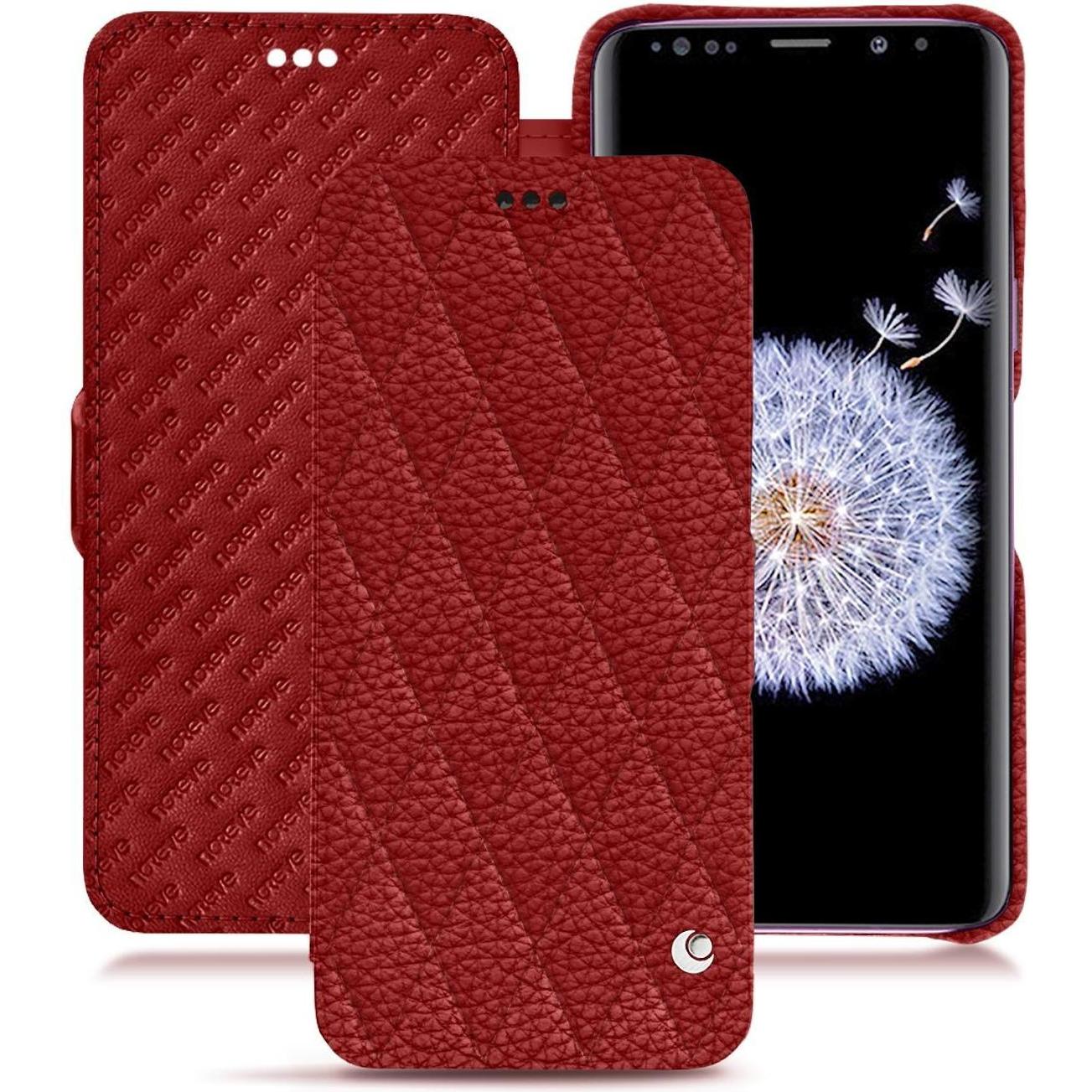 Noreve Lederschutzhülle horizontal (Samsung Galaxy S9+), Smartphone Hülle, Rot