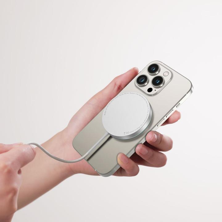 Actual product image Tech-Protect QI15W-A30 inductive charger with MagSafe with USB-C cable - silver (15 W)