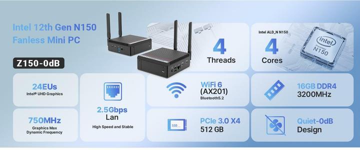 Actual product image Minix NEO Z150-0dB (256 GB, 8 GB, Intel N150)