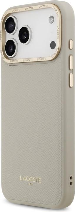 Actual product image Lacoste Champs Elysees Gold Logo MagSafe case for iPhone 17 Pro Max taupe (Apple iPhone 17 Pro Max)