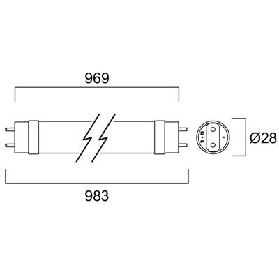 Produktbild LED Röhre 28x983mm 12W 4000K 1800lm (G13, 1800 lm, 1x)