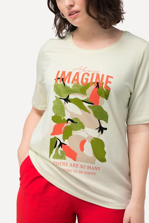 Image du produit Ulla Popken T-shirt à imprimé Imagine avec col rond et manches courtes. Collection Classic (56)