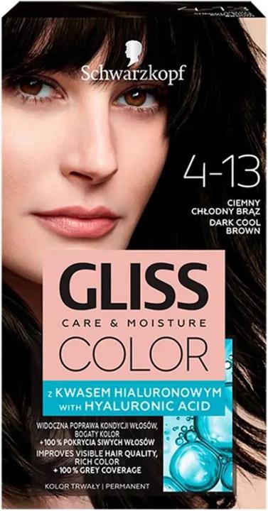 Actual product image Schwarzkopf Gliss Color Hair Dye 4-13 Dark Cool Brown (4-13 Dark Cool Brown)
