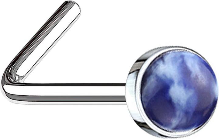 Immagine prodotto Star Piercing Perno nasale angolato in argento con pietra di sodalite (senza ottone, Mnerale, Acciaio chirurgico 316L)
