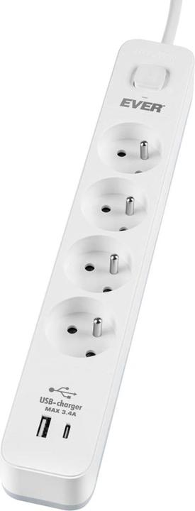 Immagine prodotto Ever Listwa Antyprzepięciowa Protect 4pl 1a1c 1 5m (4x, USB-A, 1.50 m)