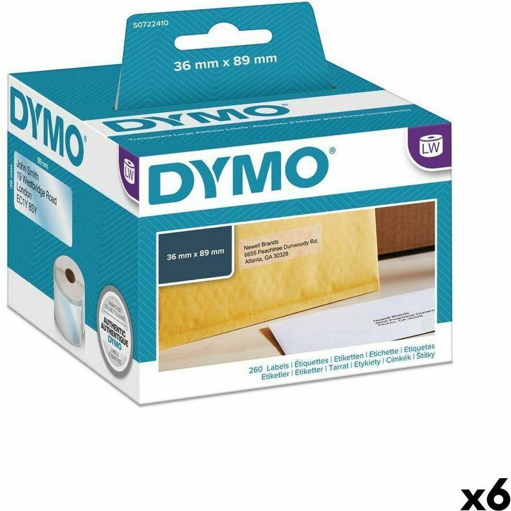 Dymo, Rotolo di etichette, Drucker-Etiketten 89 x 36 mm LabelWriter&trade Durchsichtig (6 Stück) (3.60 cm)