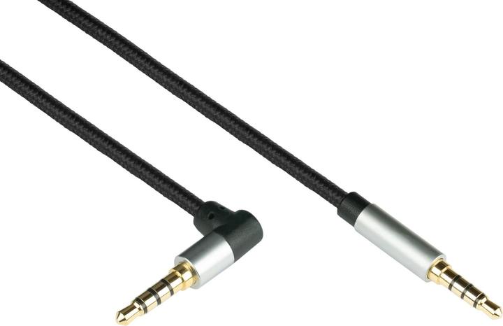 Actual product image Python Audio connection cable High-Quality, 4-pin 3.5mm jack plug to jack plug angled, Texti (3 m, 3.5mm jack (AUX))