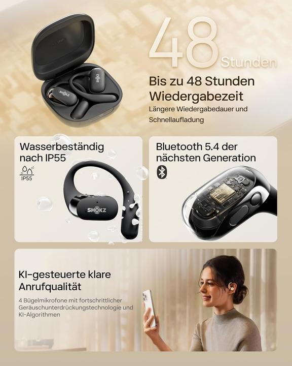 Image du produit Shokz OpenFit 2 Open-Ear Bluetooth-Kopfhörer (ANC, 48 h, Sans fil)