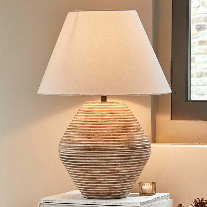 Produktbild Loberon Tischlampe Landelin weiss/braun (E27)