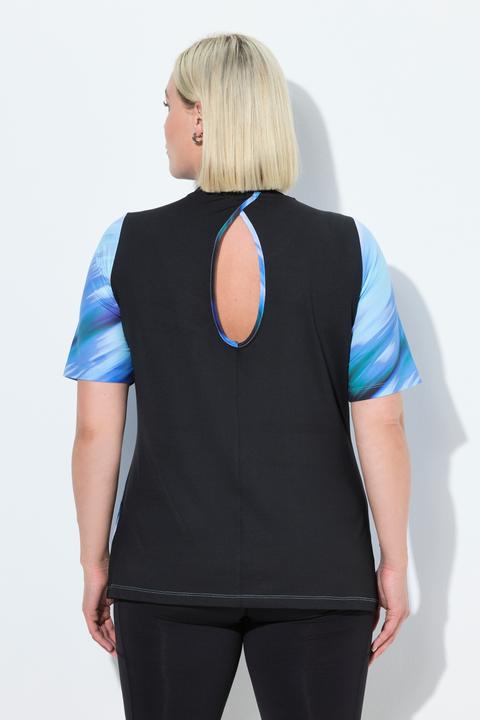 Immagine prodotto Ulla Popken T-shirt con scollo a girocollo, mezze maniche, apertura sul retro e materiale riciclato (56)